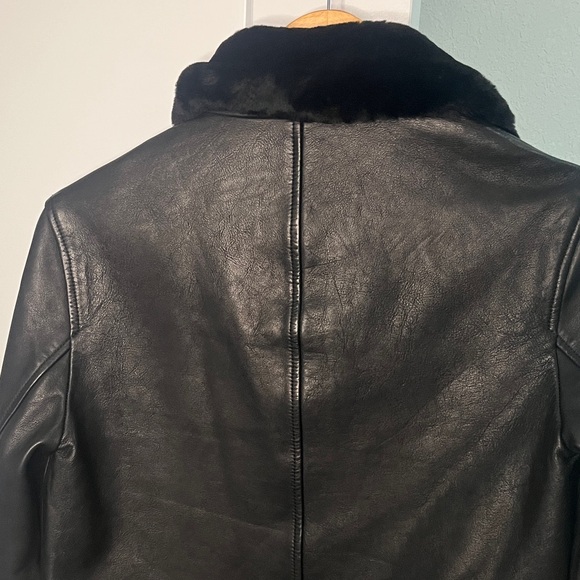 All Saints Leather Jacket with Fur Collar - Picture 7 of 11